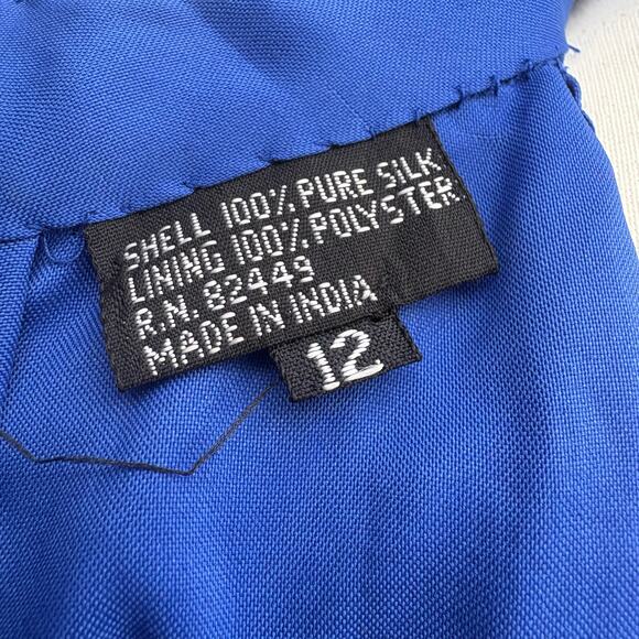 VTG Y2K Beaded Dress Gown Sz 12 Blue Maxi Bodycon Glam Fairycore Evening Formal - Picture 14 of 16